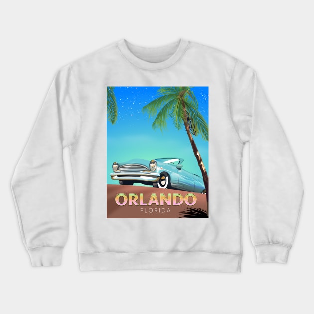 Orlando Florida vintage travel poster Crewneck Sweatshirt by nickemporium1